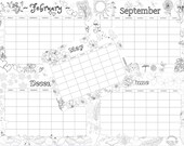 Coloring Calendar, Undated 12 Month Printable (Digital Download)