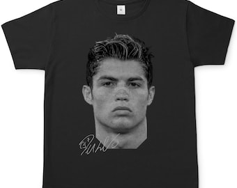 Cristiano Tshirt mit Unterschrift – Fußball Legende Gesicht Kopf Limitiertes Design