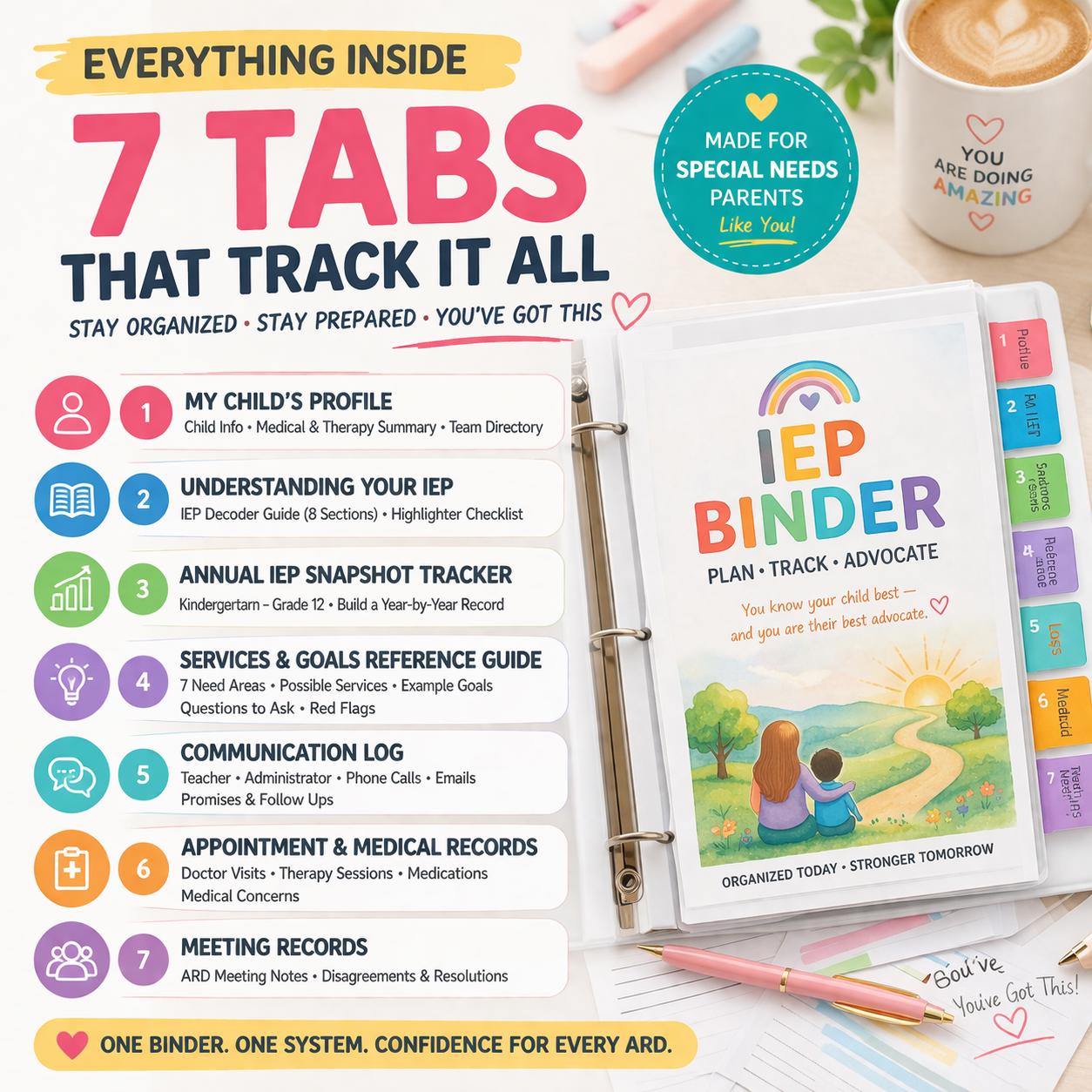 IEP Binder Printable Special Needs Parents | Planner Tracker Worksheet ...