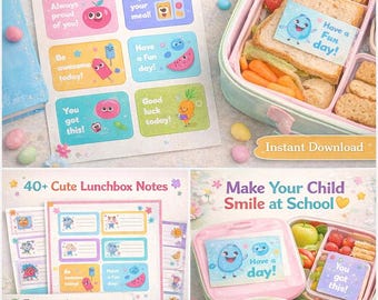 Notas imprimibles para la lonchera infantil / Notas lindas para el almuerzo escolar / Notas de ánimo para niños / Tarjetas de afirmaciones positivas / Descarga instantánea