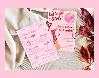 Last Rodeo Bachelorette Itinerary Template: Nashville Disco Cowgirl Theme.