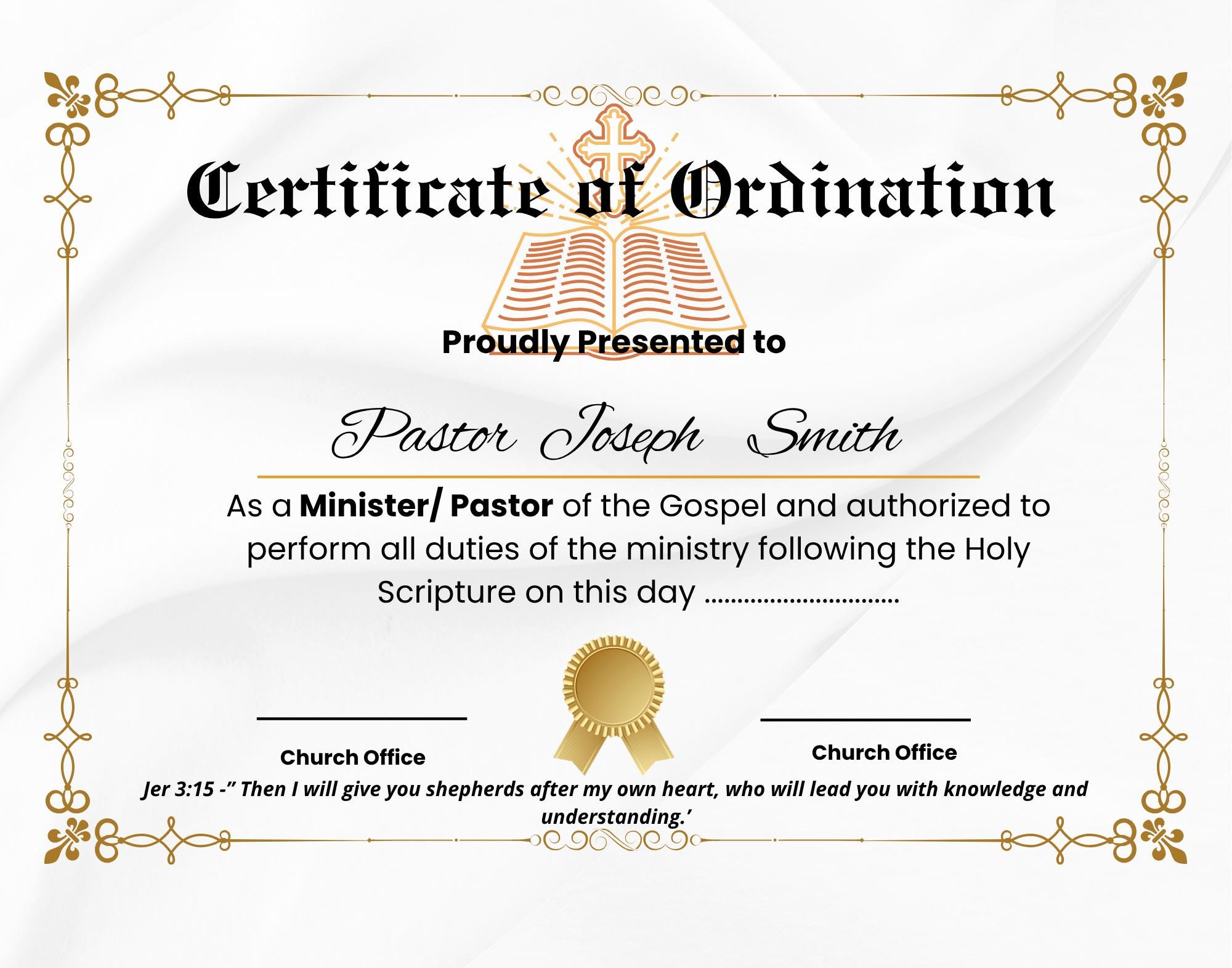 Printable Chaplain Certificate - Etsy, image size:2000x1571