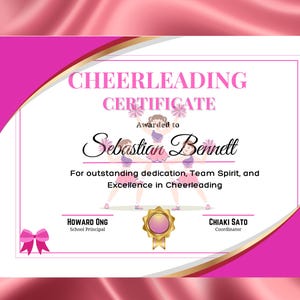 Bewerkbaar cheerleadingcertificaat: Cheer Team Award (digitale pdf-download) .