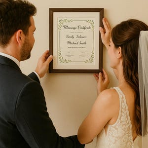 Bearbeitbare Heiratsurkunde Vorlage, benutzerdefinierte Heiratsurkunde, druckbare Heiratsurkunde, Frühlingshochzeit Canva Hochzeitsandenken.