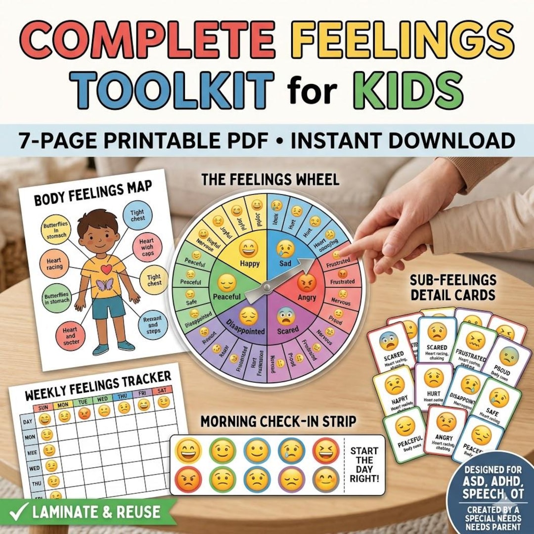 Autism Feelings Wheel for Kids |visual Emotion Chart |nonverbal ...