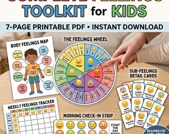 Rueda de emociones para niños con autismo / Tabla visual de emociones / Apta para personas no verbales / Tabla de emociones imprimible / Regulación emocional neurodivergente en TDAH