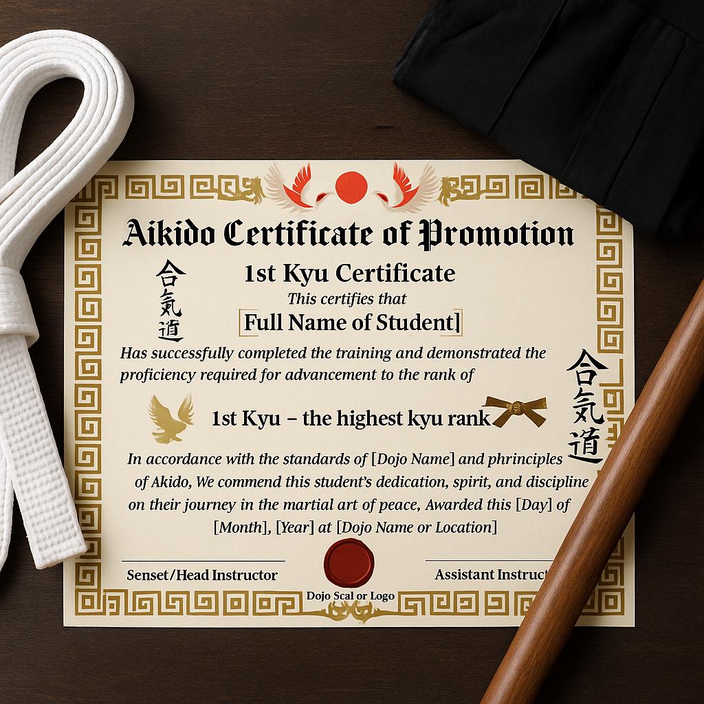 Aikido Kyu Rank Certificate Bundle: White to Brown Belt (printable PDF). -  Etsy, image size:1024x1024
