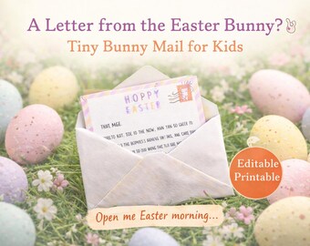 Kit de correo oficial editable de Canva con diseño de conejito de Pascua: sobre y certificado.