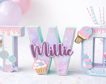 Custom 3D Letters & Numbers for Birthday Parties | Candy Theme Table Centerpieces | Personalized Name or Age Party Decor