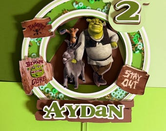 Ogre Birthday Cake Topper | Swamp Fairytale Party Decor | Green Monster Theme | Custom Name and Age | Boys 2nd Birthday