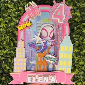 Spider-Gwen Cake Topper: Custom Superhero Girl Birthday Party Decor
