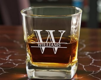 Custom Whiskey Glass – Personalized Engraved Bourbon Glass, Groomsmen, Anniversary or Fathers Day, 12oz, Bourbon Trail, Bar