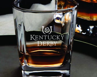 Engraved Kentucky Derby Old Fashioned Whiskey Glass, 12oz