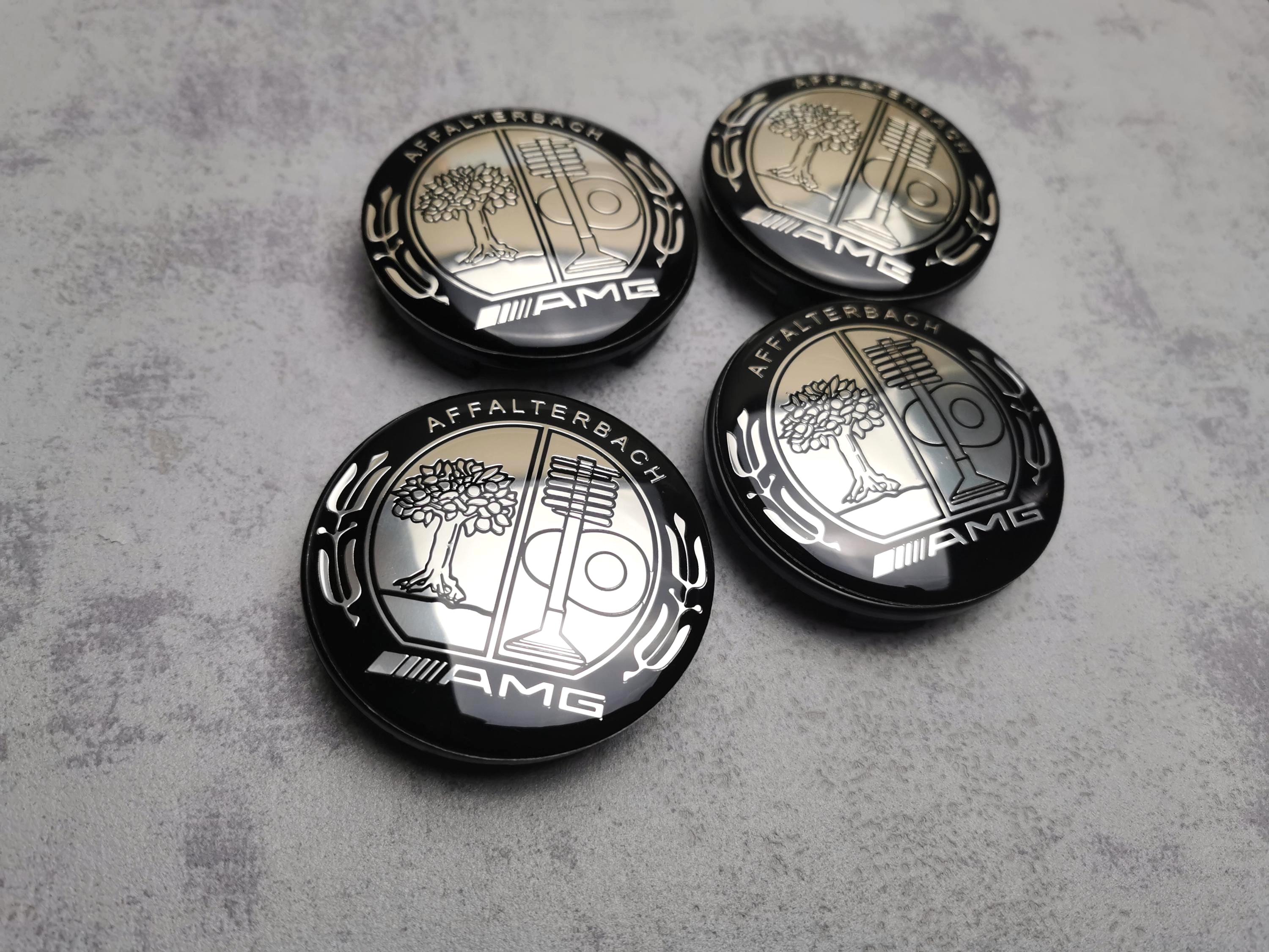 4x 75mm/3" AMG Affalterbach Center Caps For Mercedes Benz – Chrome Wheel Hub Caps