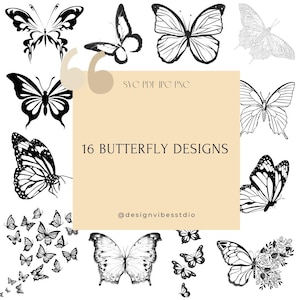 16 Butterfly Designs – Sublimation & Plotterdateien für T-Shirts, Jutebeutel und Tassen