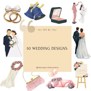 50 Color Wedding Cutting Files: Creative SVG Templates for DIY Decorations, Cricut & Silhouette | Wedding Invitations and Decor