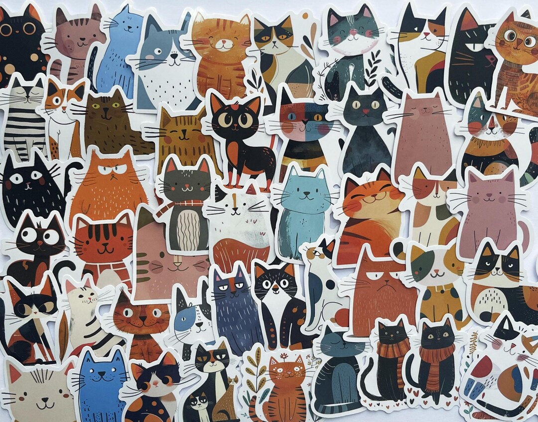 Cozy Cat Collection Stickers,vinyl Stickers,10-50 Pcs Random Pack, FREE ...