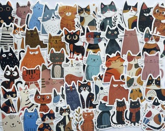 Cozy Cat Collection stickers,Vinyl Stickers,10-50 Pcs Random pack, FREE Shipping , Laptop stickers, Water bottle sticker,Waterproof stickers