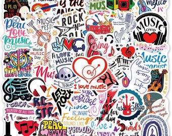 Music lover stickers,Vinyl Stickers,10-50 Pcs Random pack, FREE Shipping , Laptop stickers, Water bottle sticker..Waterproof stickers
