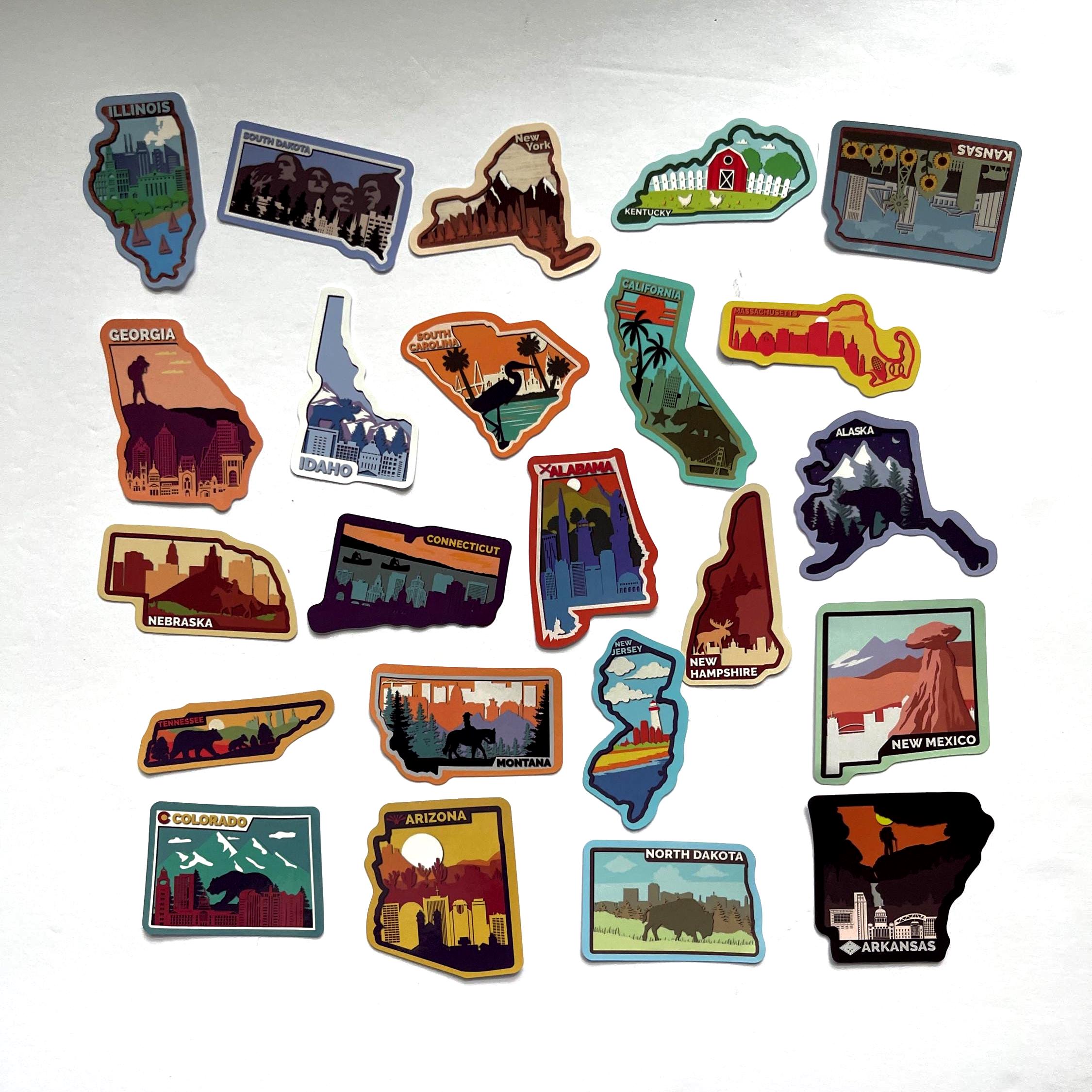Across America Stickers, the United Map Sticker, Vinyl Stickers,10-50 ...