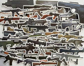 Guns stickers,Vinyl Stickers,10-50 Pcs Random pack, FREE Shipping , Laptop stickers, Water bottle sticker..Waterproof stickers