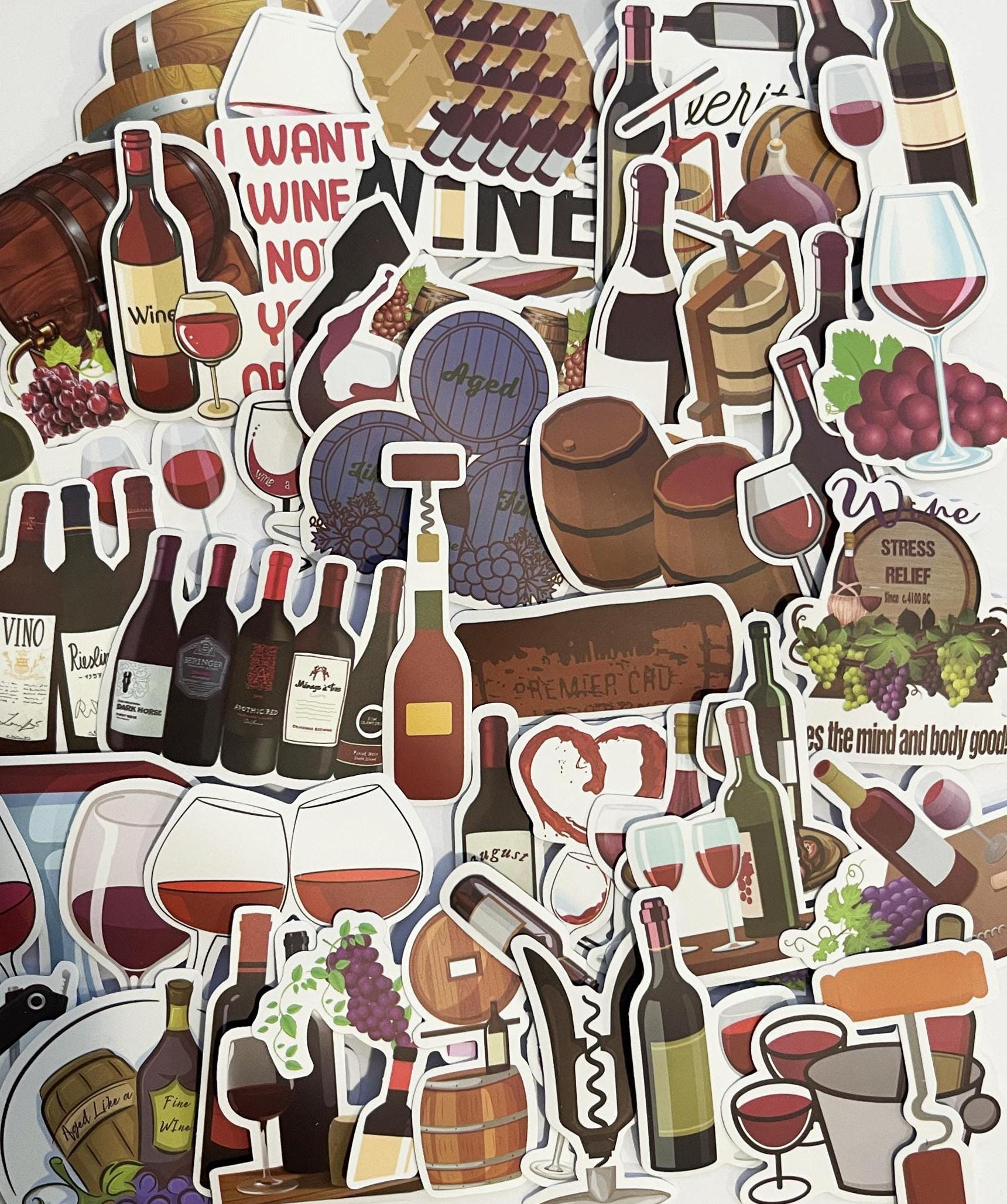 Wine Layout Sticker Waterproof Wine Stickers, Random Pack (10-50 Pcs) - Etsy