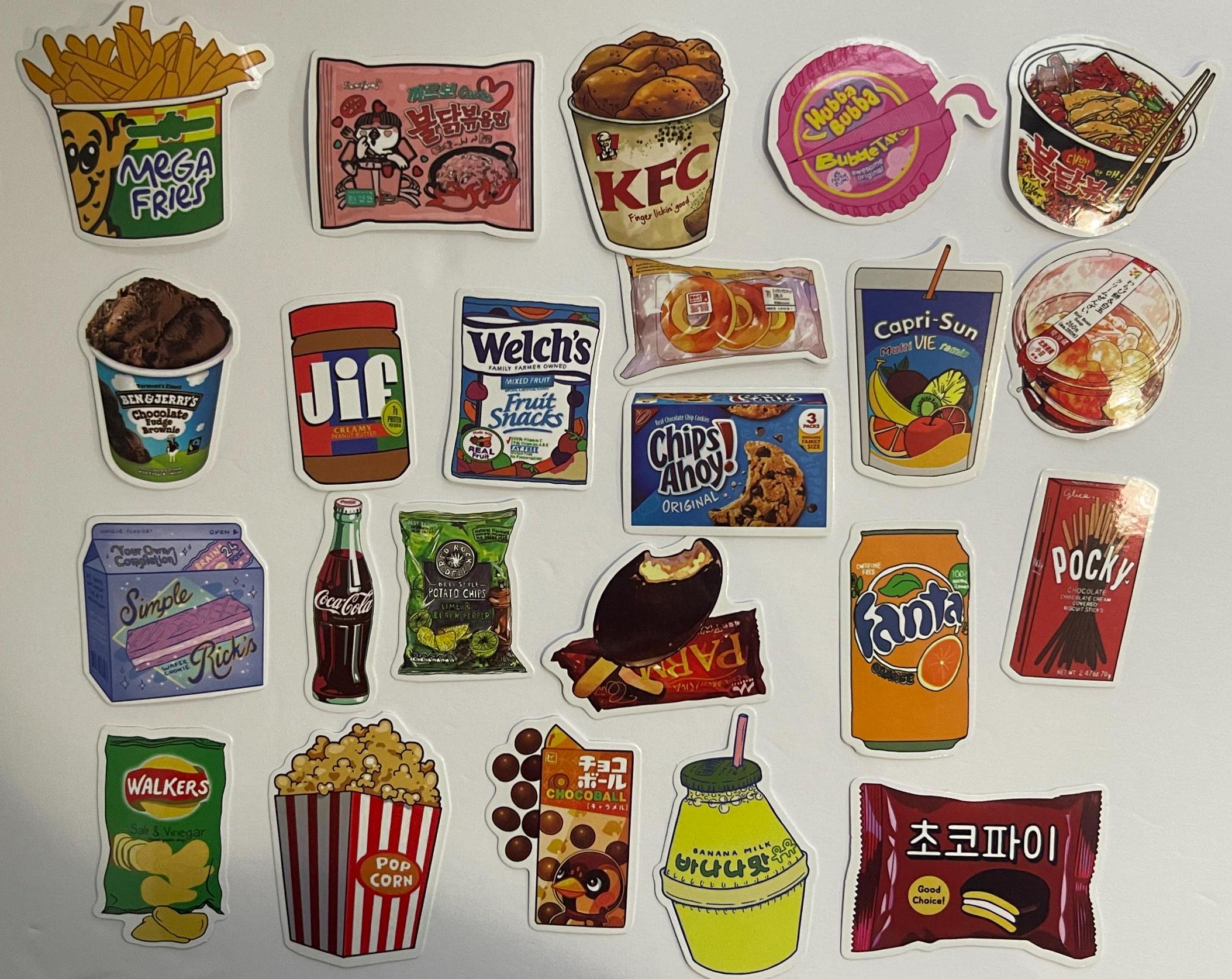 Snacks Stickers,vinyl Stickers,10-50 Pcs Random Pack, FREE Shipping ...