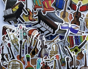 Musical Instruments Stickers, Waterproof Vinyl Decals, Random Pack