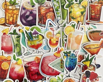 Cocktails stickers,Vinyl Stickers,10-50 Pcs Random pack, FREE Shipping , Laptop stickers, Water bottle sticker..Waterproof stickers