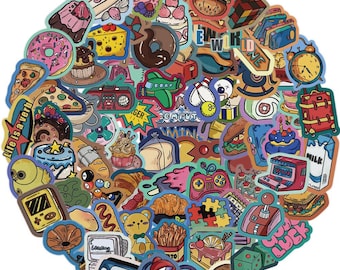 Retro Vibes Collection stickers,Vinyl Stickers,20-80 Pcs Random pack, FREE Shipping , Laptop stickers, Water bottle sticker..Waterproof