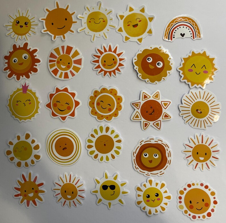 Sun Color Stickers Sunshine Stickers, Waterproof Vinyl Decals, Random Pack (10-50 Pcs) - Etsy
