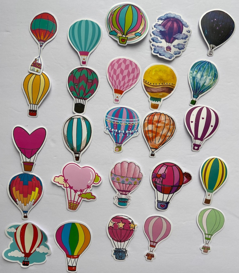 Hot Air Balloon Stickers, Waterproof Vinyl Decals (10-50 Pcs) - Etsy