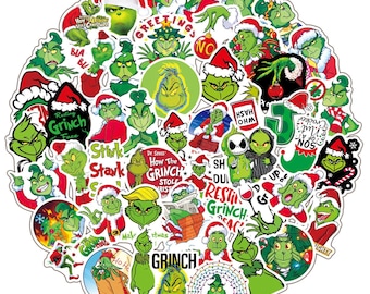 Grinch stickers, Christamas stickers, Vinyl Stickers,10-50 Pcs Random pack, FREE Shipping , Laptop stickers, Water bottle sticker