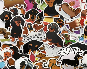Dachshund stickers,Puppy Stickers,Vinyl Stickers,10-50 Pcs Random pack, FREE Shipping , Laptop stickers, Water bottle sticker..Waterproof