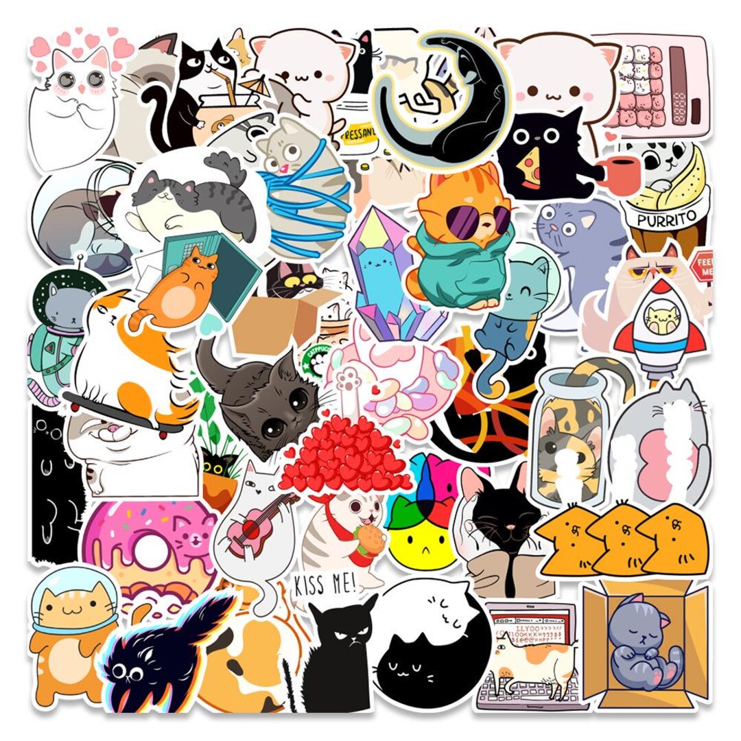 Sticker Cat. Random Silly Cat Stickers,vinyl Stickers,10-50 Pcs Random Pack, FREE Shipping ...