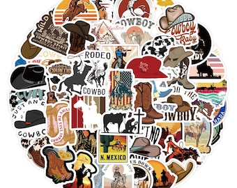 Cowboy stickers,Vinyl Stickers,10-50 Pcs Random pack, FREE Shipping , Laptop stickers, Water bottle sticker..Waterproof stickers