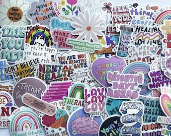 Mental health stickers2 ,Vinyl Stickers,10-50 Pcs Random pack, FREE Shipping , Laptop stickers, Water bottle sticker..Waterproof stickers