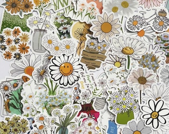 Daisy stickers,Vinyl Stickers,10-50 Pcs Random pack, FREE Shipping , Laptop stickers, Water bottle sticker.. Waterproof stickers