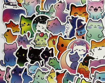 Rainbow cats stickers,Vinyl Stickers,10-50 Pcs Random pack, FREE Shipping , Laptop stickers, Water bottle sticker..Waterproof stickers