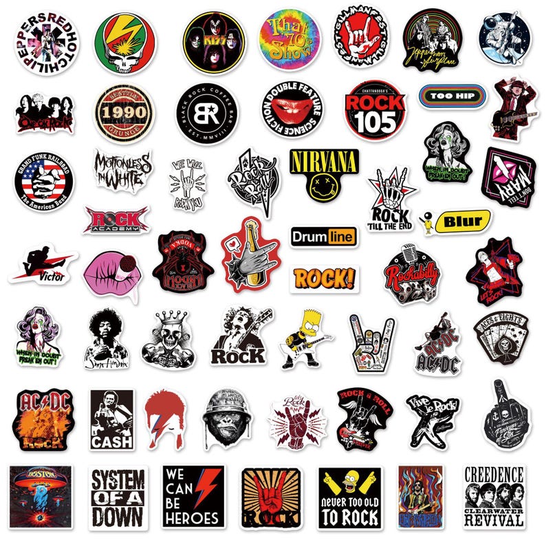 Rock Stickers, Vinyl Stickers,10-50 Pcs Random pack, FREE Shipping ,Laptop stickers,Water bottle sticker..Waterproof stickers image 2