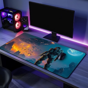 Spartan Mousepad, Spartan 117 Engaging Aliens Desk Mat | Epic Sci-Fi Design, Perfect for Gamers  H-a-l-o-Inspired