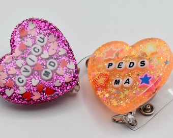 Heart Custom Badge Reel, Retractable Nurse Badge, Teacher, Dentist, Unique Badge Reel, RN, Doctor, Perfet Nurse Gift, Personalized Keychain
