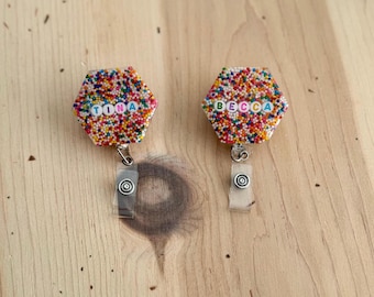 Sprinkle Custom Badge Reel, Retractable Nurse Badge, Teacher, Dental Assistant, RN, Doctor, Perfect Medical Gift