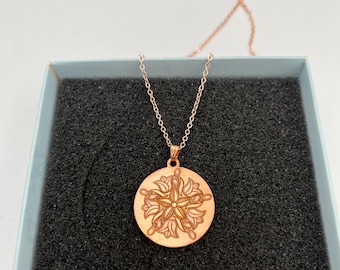 Collar de cobre con forma de flor, collar de cobre con forma de hoja auténtica, collar de cobre puro, cadena ajustable de cobre macizo con cierre de langosta de cobre puro, regalo