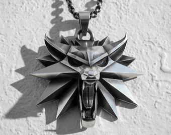 Witcher Wolf Pendant | 925 Sterling Silver Wolf Medallion Necklace for Men | Fantasy Gaming Jewelry Gift | Handcrafted Silver Amulet