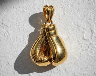 Boxing Gloves Pendant Gold Vermeil, Fighter Necklace Gold Plated Sterling Silver, Boxer Jewelry, Motivational Mens Pendant Gift