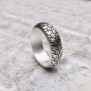 Geometric Labyrinth Ring 925 Sterling Silver | Maze Pattern Band | Men's Women's Minimalist Statement Ring | Handcrafted Modern Silver