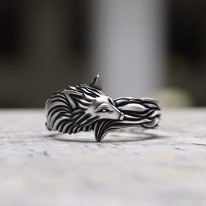 Wolf Ring 925 Sterling Silver Animal Ring Celtic Wolf Head Ring Handcrafted Statement Ring Gift for Him Her