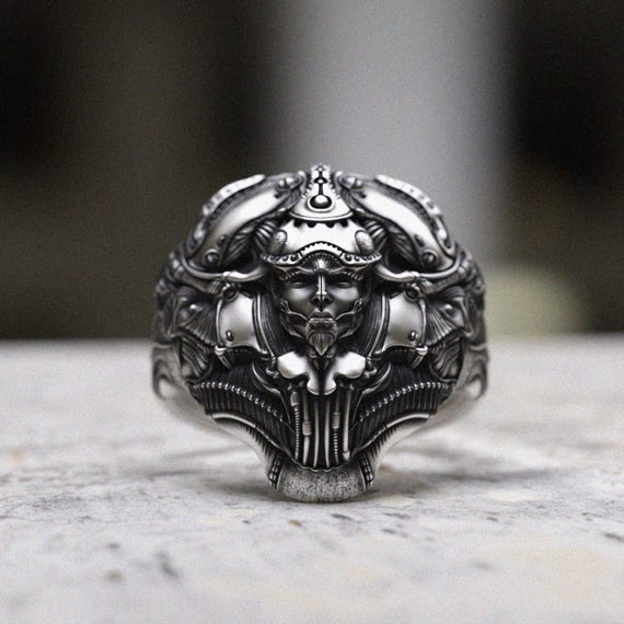 アクセサリー silver925 skull design ring Sterling Silver Skull Ring, Carved Skull Ring, Inspired by