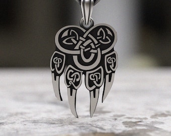Collana con ciondolo corvo celtico in argento sterling 925 - Gioiello pagano fatto a mano con motivo tribale a nodo con corvo vichingo norreno